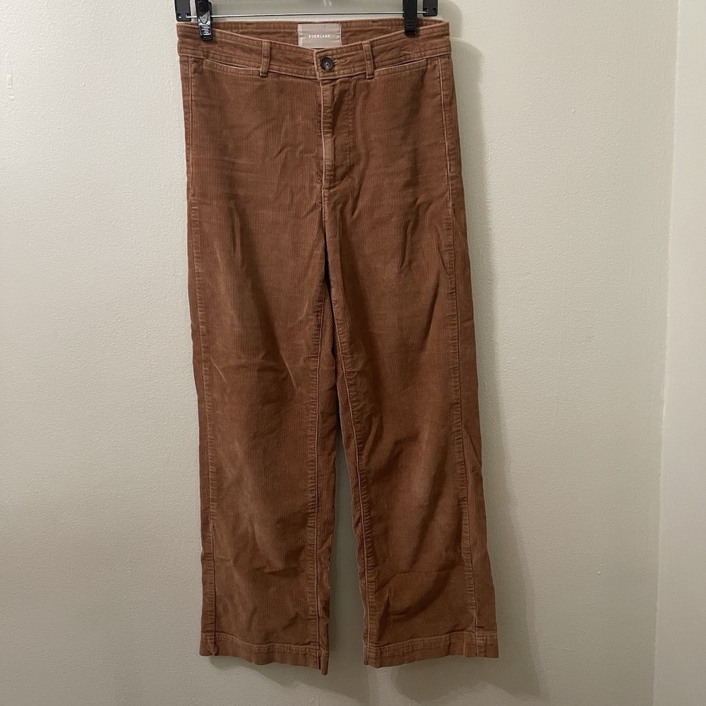 Everlane Corduroy Wide Leg Pants Women's Size 4 Brown Cotton High Rise Straight